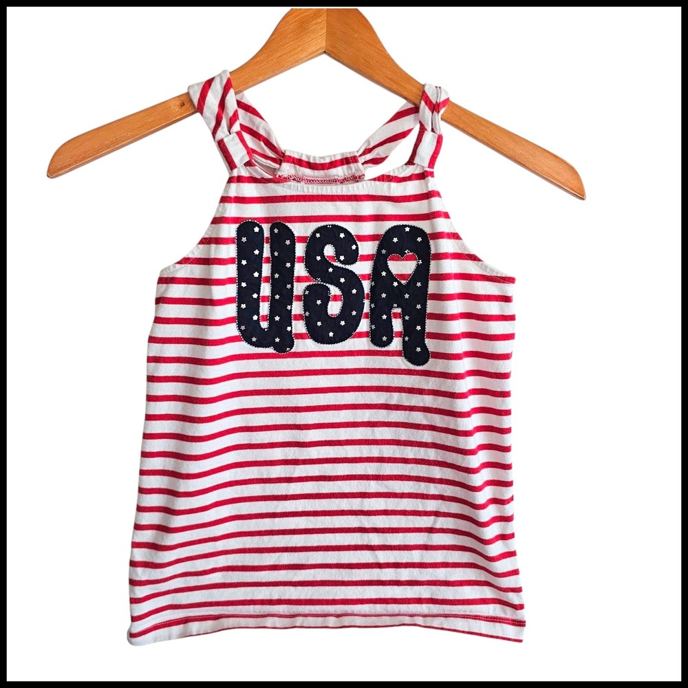 Gymboree USA Tank Top Patriotic Sleeveless Red White Stripes Size 10